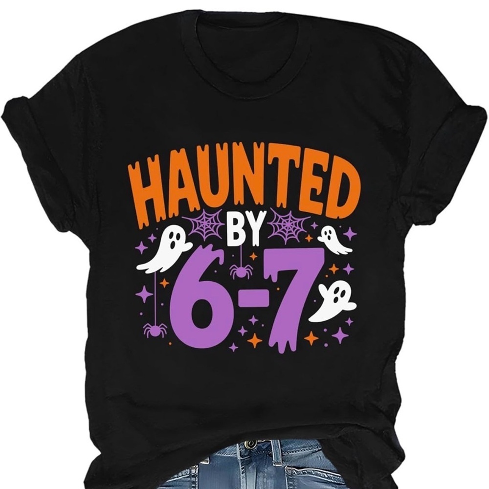 Black Halloween Graphic T-Shirt 6-7